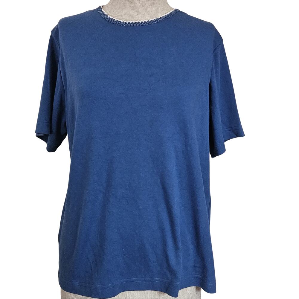 Blue Embroidered Collar Tee Size Medium